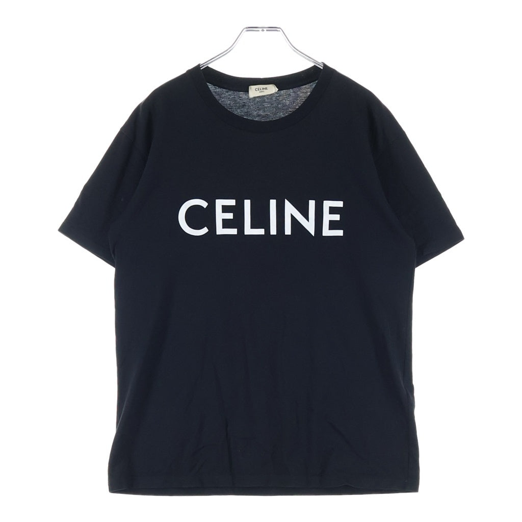 CELINE(セリーヌ) ロゴプリント クルーネック 半袖Tシャツ カットソー ブラック 2X764671Q