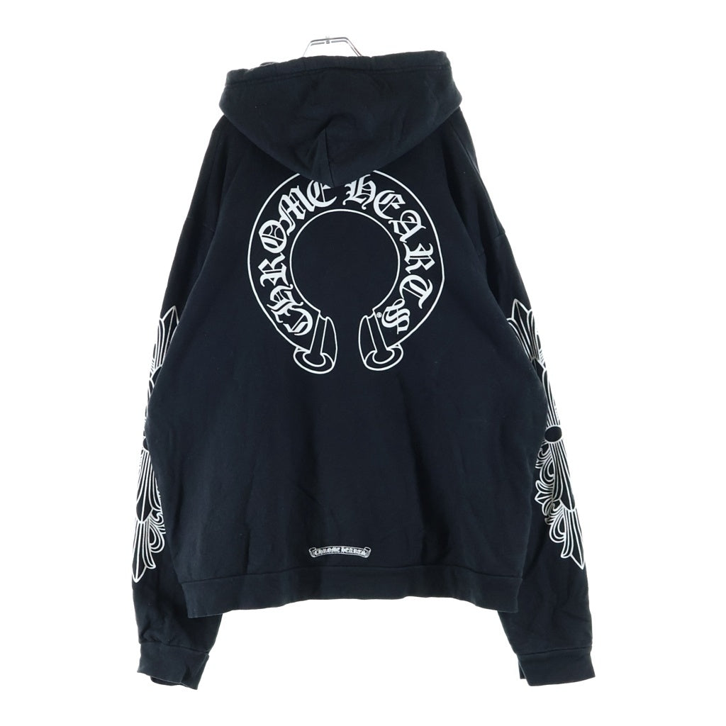 CHROME HEARTS(クロムハーツ) SWTSHRT PLVR 袖フローラル バックホースシュープリント スウェット プルオーバーパーカー ブラック