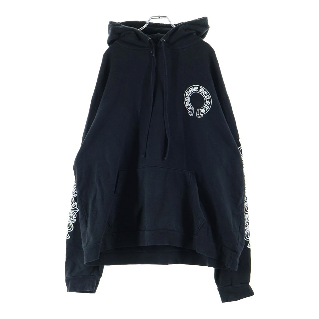 CHROME HEARTS(クロムハーツ) SWTSHRT PLVR 袖フローラル バックホースシュープリント スウェット プルオーバーパーカー ブラック
