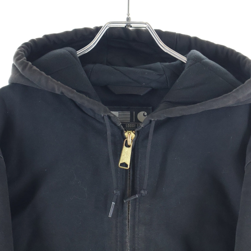 CARHARTT(カーハート) DUCK QUILTED FLANNEL-LINED ダックキルテッドフランネルラインド アクティブジャケット ジップアップフーデットジャケット ブラック 0J0140-M