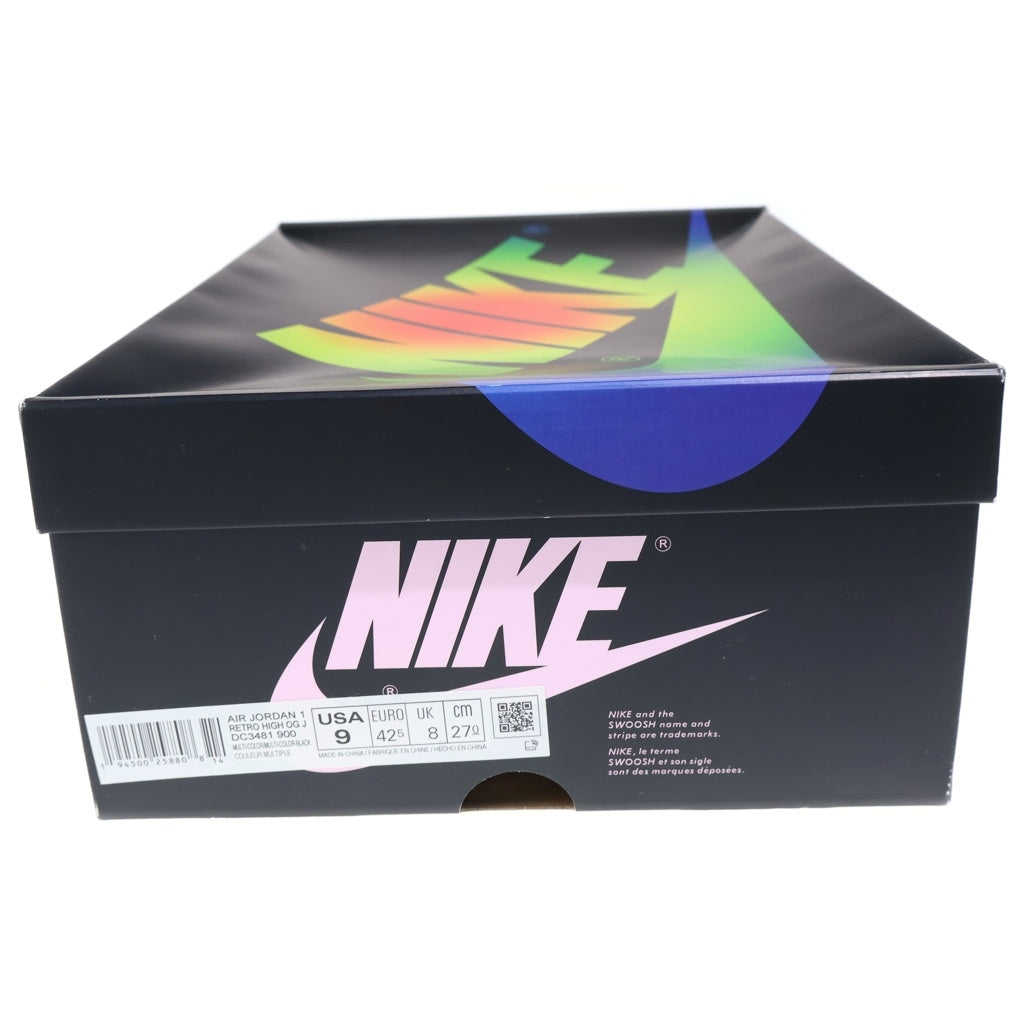 NIKE(ナイキ) BALVIN AIR JORDAN1 HIGH OG RAINBOW Jバルヴィン エアジョーダン1 ハイ レインボー キャンバスハイカットスニーカー マルチ US9/27cm DC3481-900