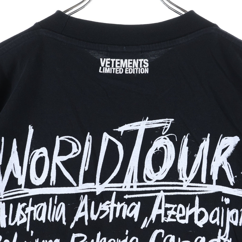 VETEMENTS(ヴェトモン) 22SS ワールドツアー 半袖Tシャツ カットソー ブラック UA52TR580W