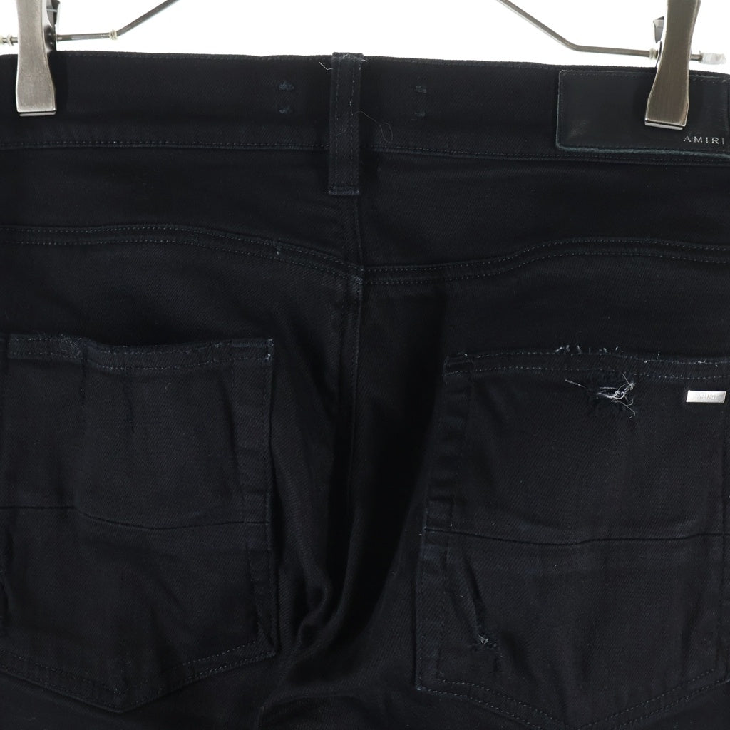 AMIRI(アミリ) MX1 Jean Black OD Crystal エムエックス1 ブラックODクリスタル ラインストーンダメージ加工スタックスキニーデニムパンツ ブラック