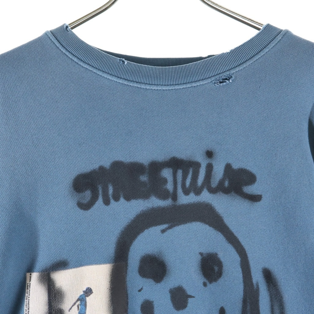 Paly Hollywood(パリーハリウッド) Streetwise Airbrush Crewneck ストリートワイズ エアーブラシクルーネック ロゴプリントクルーネックスウェットトレーナー ブルー