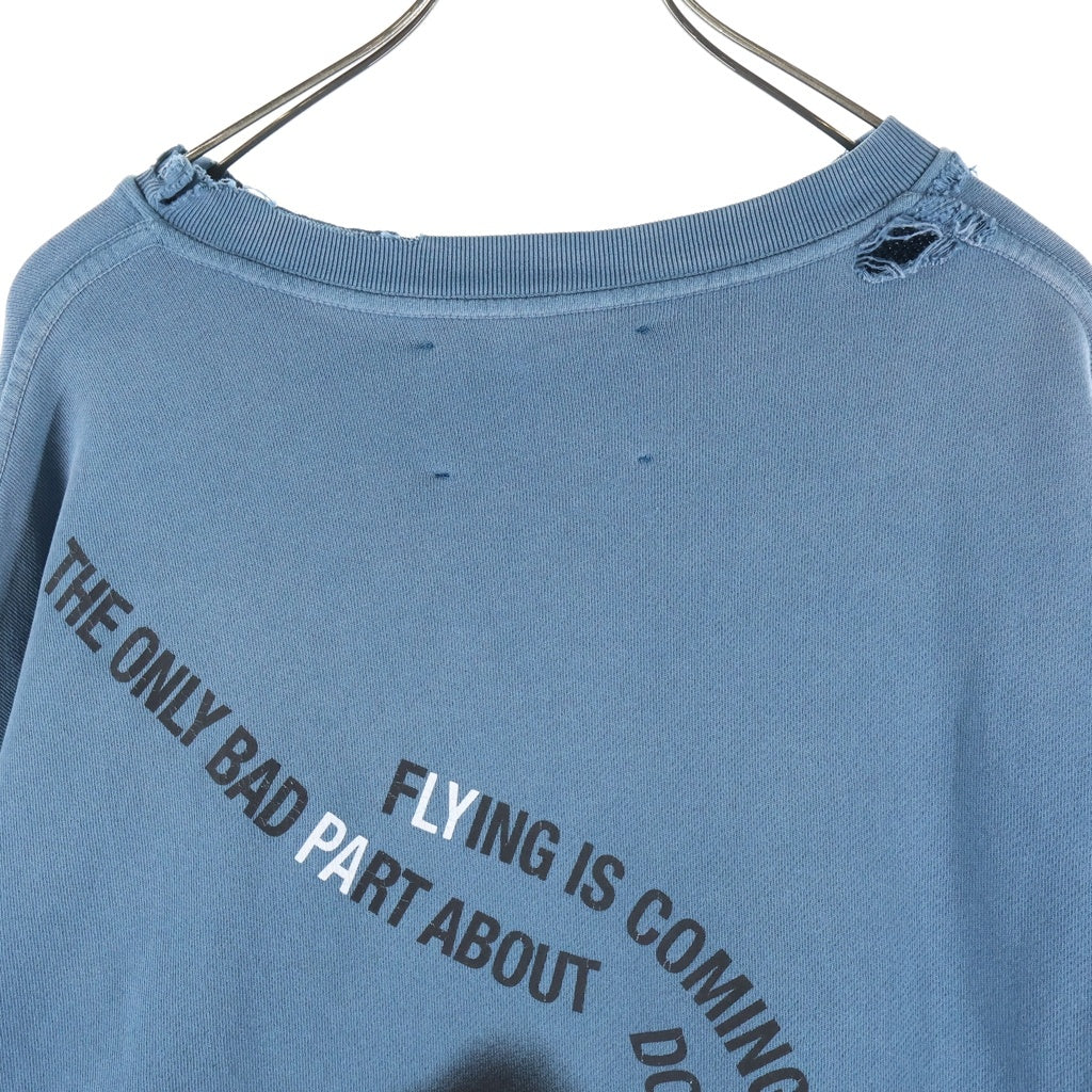 Paly Hollywood(パリーハリウッド) Streetwise Airbrush Crewneck ストリートワイズ エアーブラシクルーネック ロゴプリントクルーネックスウェットトレーナー ブルー