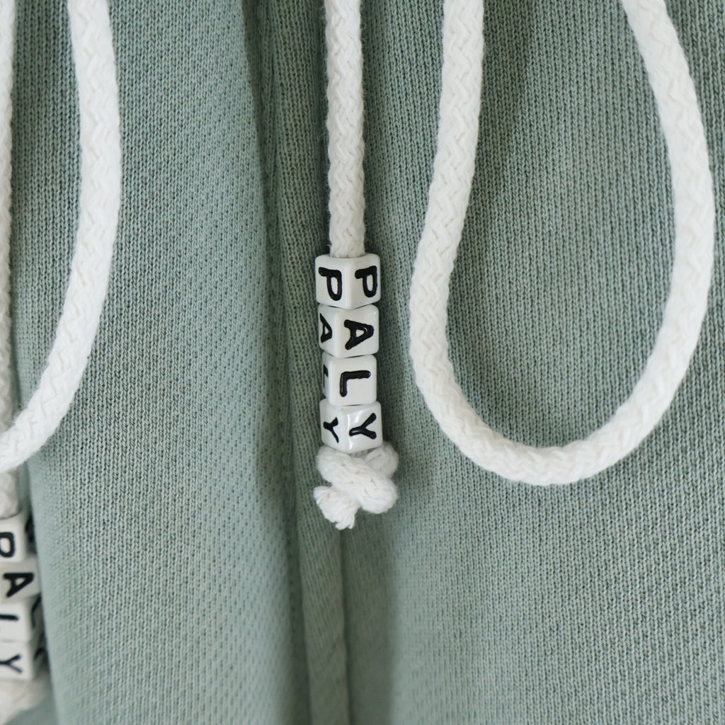 Paly Hollywood(パリーハリウッド) Alta Cienega Sweat Pants アルタシェネガスウェットパンツ ラインストーンロゴプリントダメージ加工スウェットロングパンツ ライトグリーン