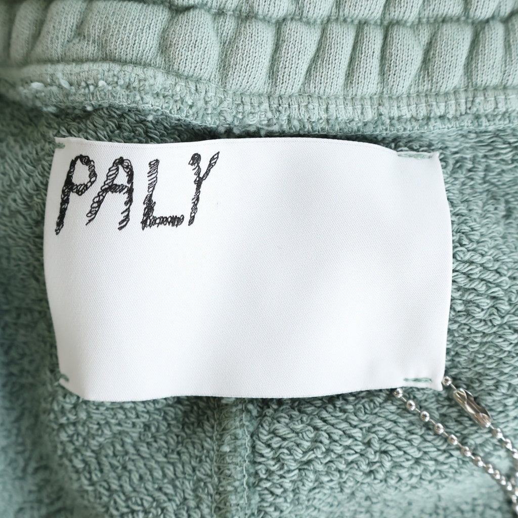 Paly Hollywood(パリーハリウッド) Alta Cienega Sweat Pants アルタシェネガスウェットパンツ ラインストーンロゴプリントダメージ加工スウェットロングパンツ ライトグリーン