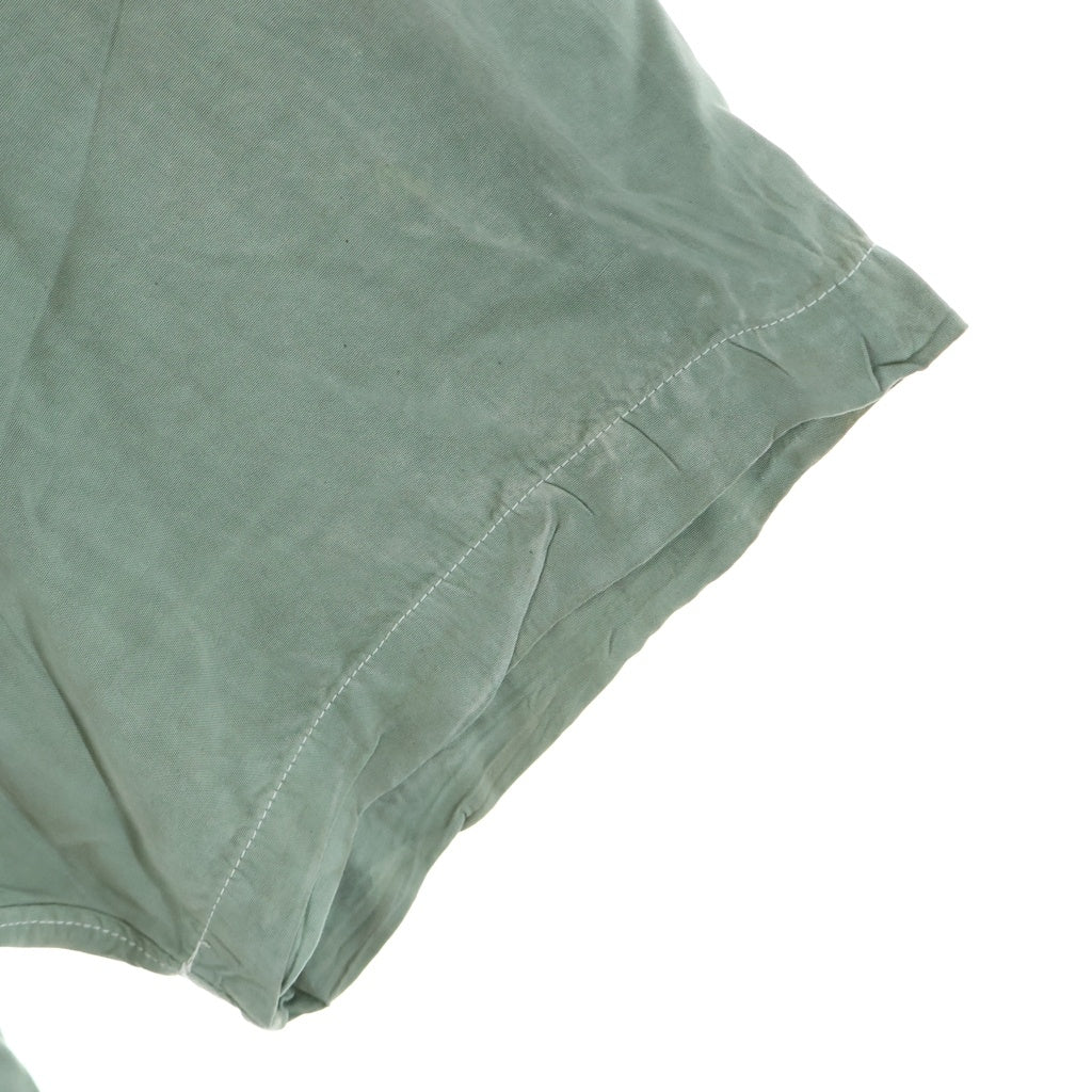 Paly Hollywood(パリーハリウッド) Alta Cienega Motel S/S Button down Shirts アルタシェネガモーテルショートスリーブボタンダウンシャツ ロゴ刺繍ダメージ加工半袖シャツ グリーン
