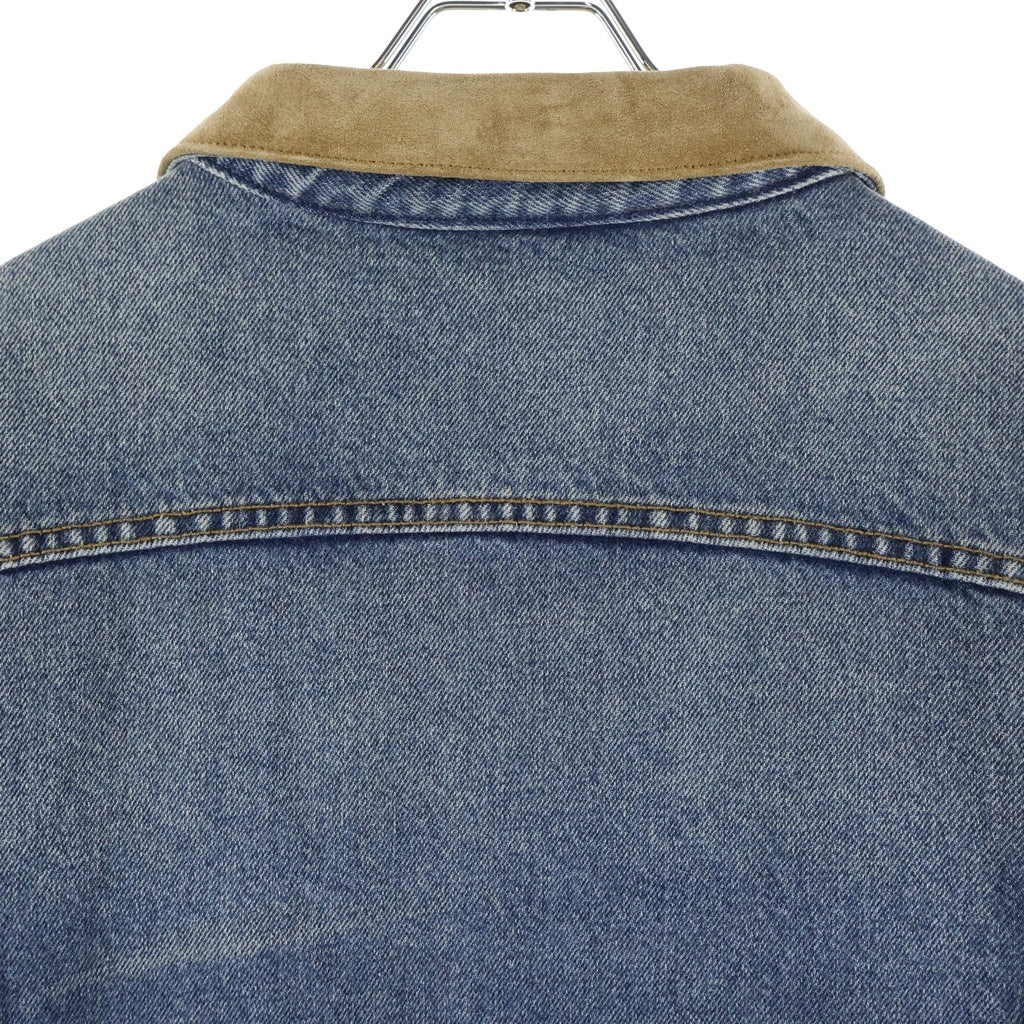 GALLERY DEPT.(ギャラリーデプト) Santa Fe Flannel Denim Trucker Jacket サンタフェ フランネルデニムトラッカージャケット ロゴ刺繍スエードカラーダメージ加工デニムジャケット インディゴ
