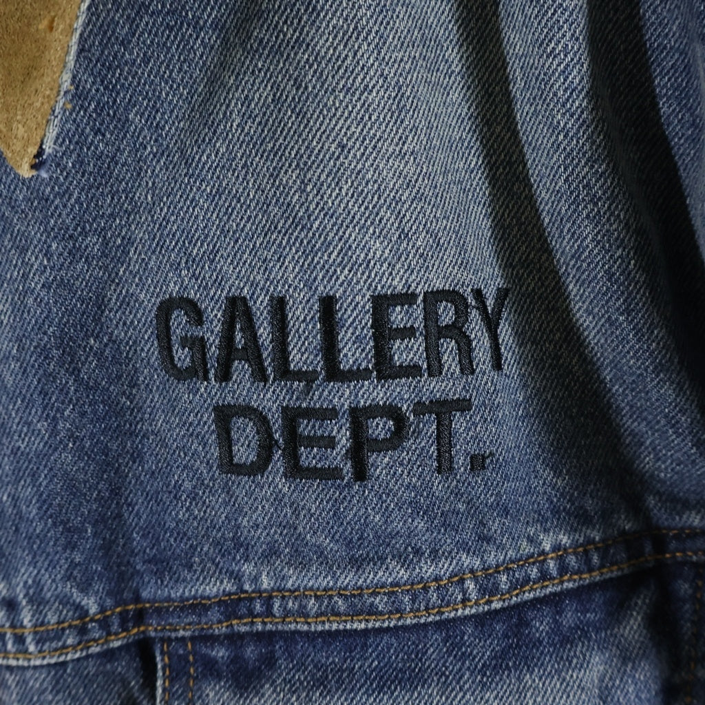 GALLERY DEPT.(ギャラリーデプト) Santa Fe Flannel Denim Trucker Jacket サンタフェ フランネルデニムトラッカージャケット ロゴ刺繍スエードカラーダメージ加工デニムジャケット インディゴ
