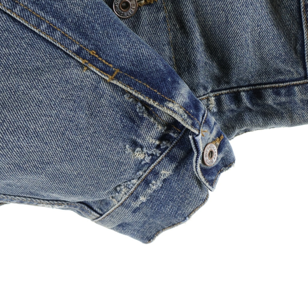 GALLERY DEPT.(ギャラリーデプト) Santa Fe Flannel Denim Trucker Jacket サンタフェ フランネルデニムトラッカージャケット ロゴ刺繍スエードカラーダメージ加工デニムジャケット インディゴ
