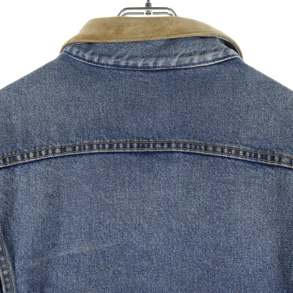 GALLERY DEPT.(ギャラリーデプト) Santa Fe Flannel Denim Trucker Jacket サンタフェ フランネルデニムトラッカージャケット ロゴ刺繍スエードカラーダメージ加工デニムジャケット インディゴ