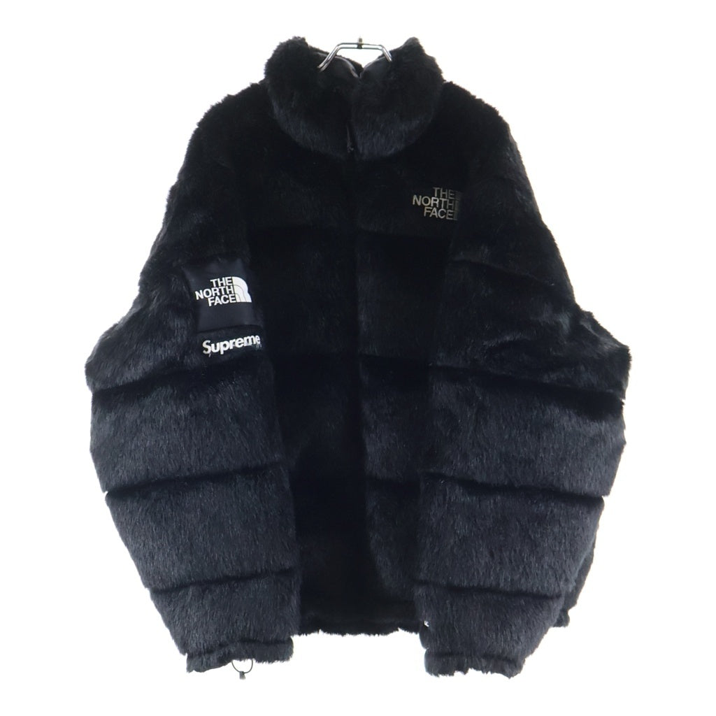 SUPREME(シュプリーム) 20AW ×The North Face Faux Fur Nuptse Jacket ×ザノースフェイス フェイクファーヌプシジャケット ロゴパッチジップアップダウンジャケット ブラック NF0A55VT