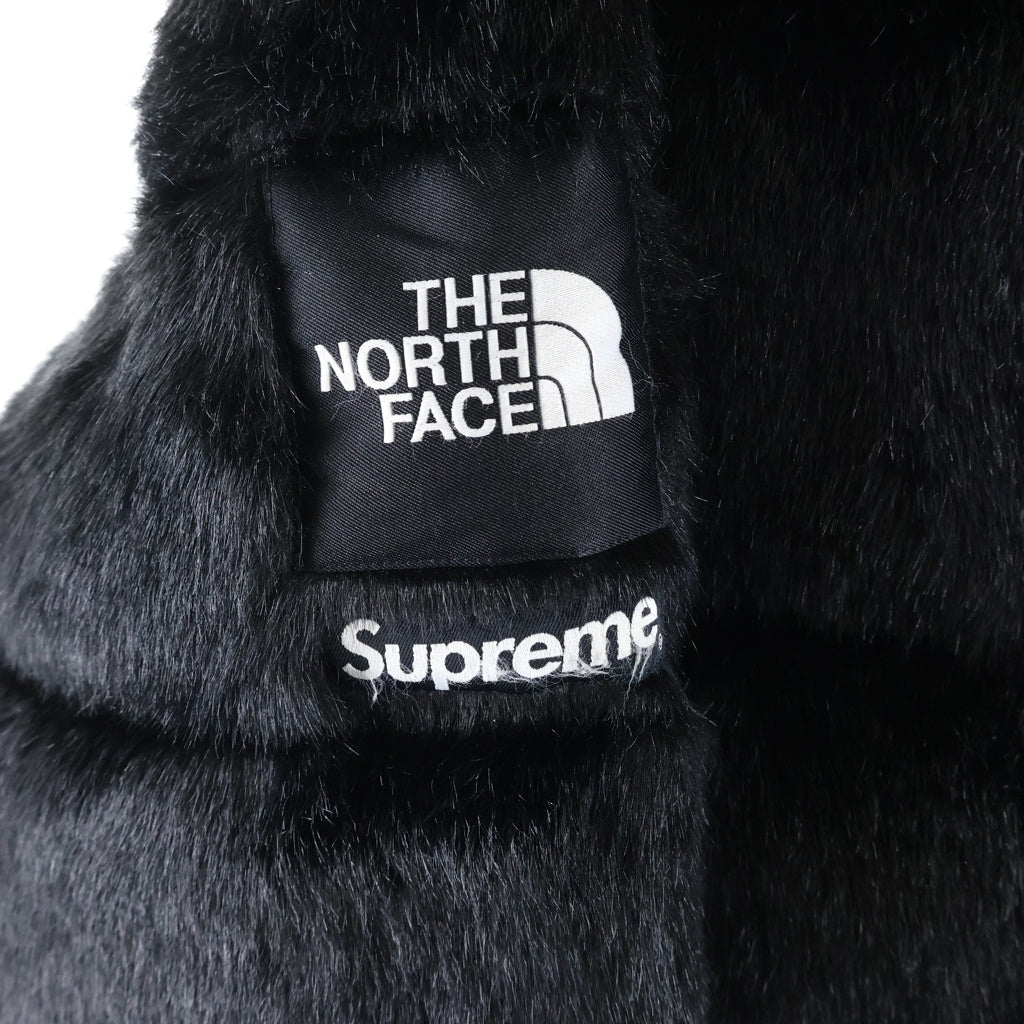 SUPREME(シュプリーム) 20AW ×The North Face Faux Fur Nuptse Jacket ×ザノースフェイス フェイクファーヌプシジャケット ロゴパッチジップアップダウンジャケット ブラック NF0A55VT