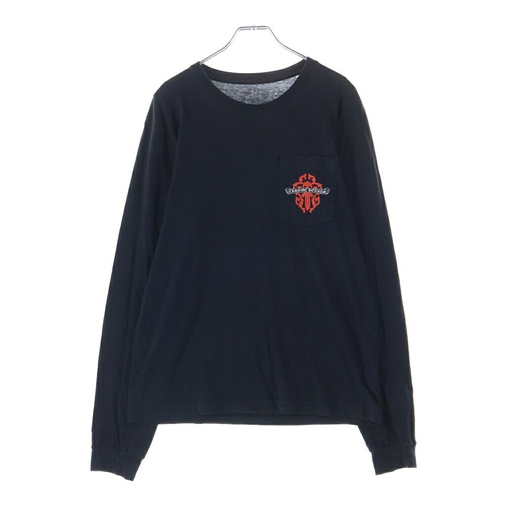 CHROME HEARTS(クロムハーツ) BACK VINE DAGGER L/S T-SHIRTS バックバインダガープリントロングスリーブTシャツ クルーネック長袖Tシャツ ブラック/レッド