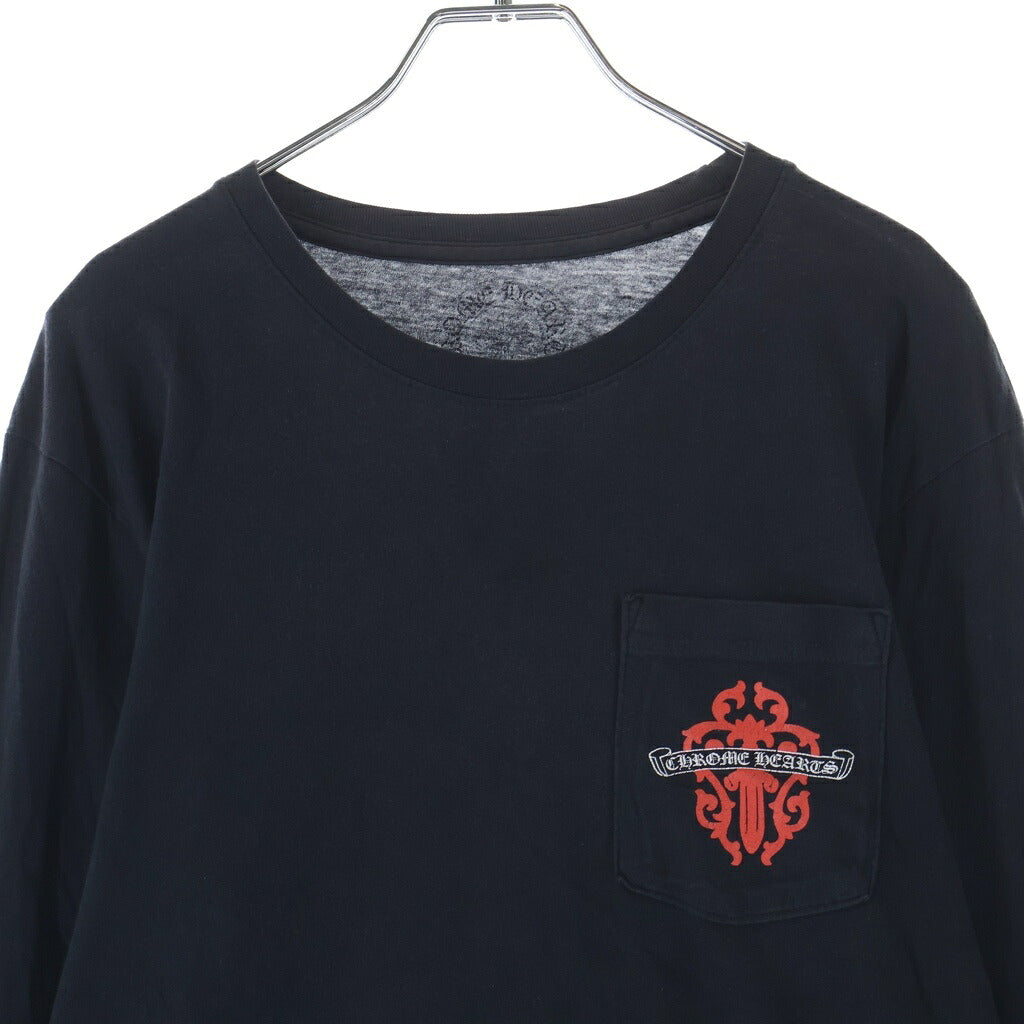 CHROME HEARTS(クロムハーツ) BACK VINE DAGGER L/S T-SHIRTS バックバインダガープリントロングスリーブTシャツ クルーネック長袖Tシャツ ブラック/レッド