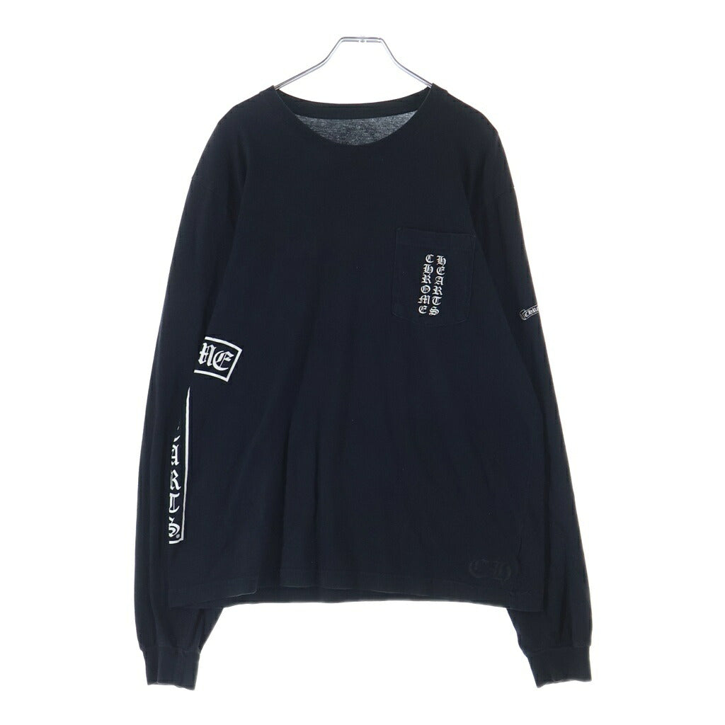 CHROME HEARTS(クロムハーツ) CH T BAR SCROLL LOGO L/S TEE Tバー スクロールロゴ クルーネック長袖Tシャツ ロングスリーブカットソー ブラック/ホワイト