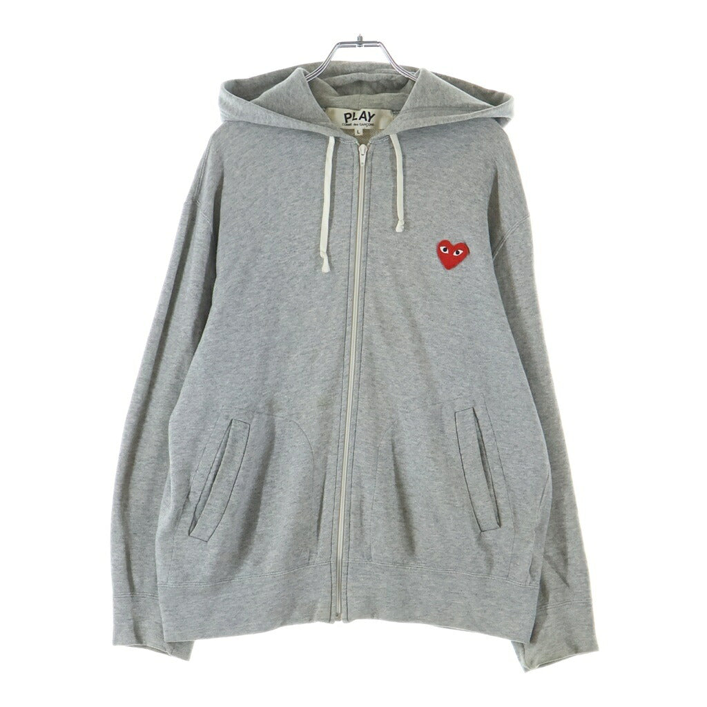 PLAY COMME des GARCONS(プレイコムデギャルソン) フロントロゴ ジップアップ パーカー スウェット グレー AZ-T168