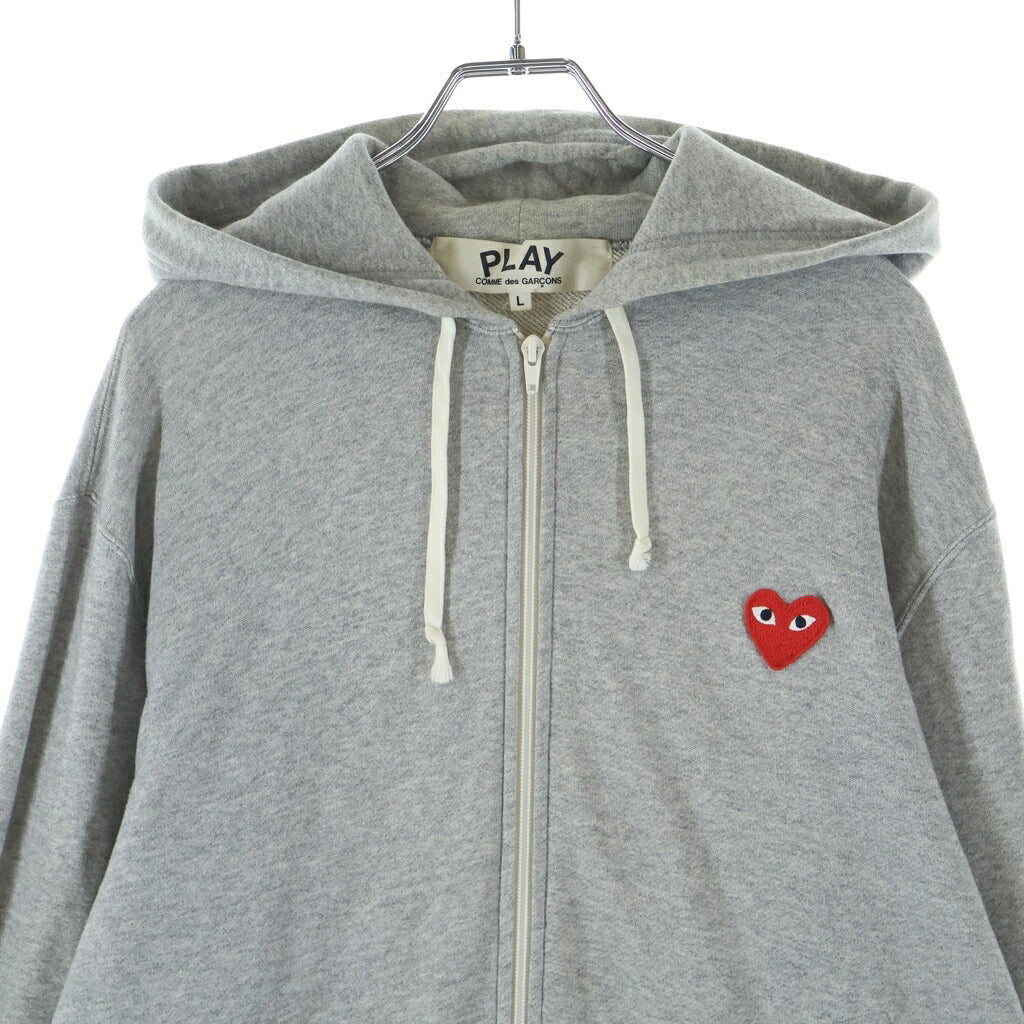 PLAY COMME des GARCONS(プレイコムデギャルソン) フロントロゴ ジップアップ パーカー スウェット グレー AZ-T168