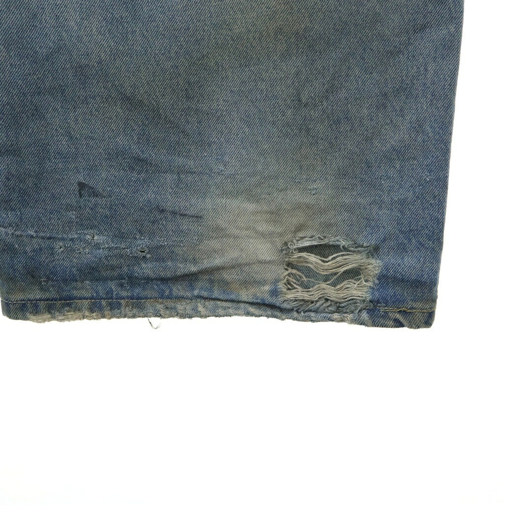 Lildenimjean(リルデニムジーン) TATTOO JEANS 総柄 ダメージ加工 ワイド デニムパンツ インディゴ