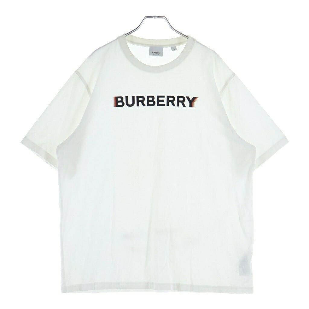 BURBERRY(バーバリー) コットン フロントロゴプリント クルーネック半袖Tシャツ カットソー ホワイト 8053009