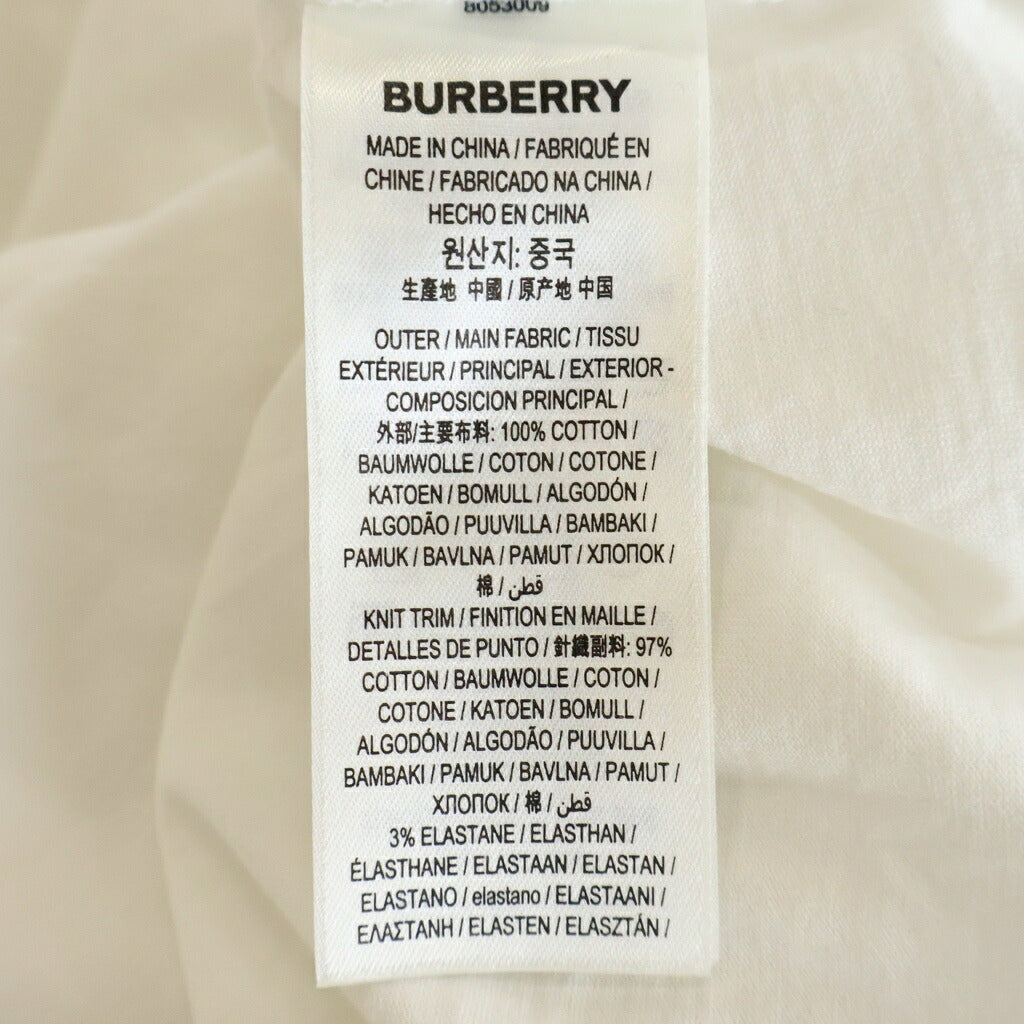 BURBERRY(バーバリー) コットン フロントロゴプリント クルーネック半袖Tシャツ カットソー ホワイト 8053009