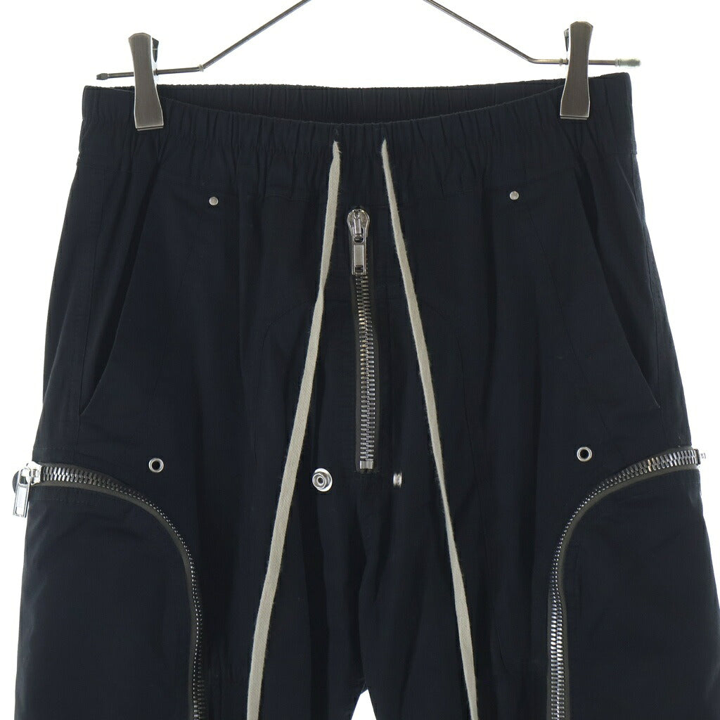 Rick Owens(リックオウエンス) 26SS TEMPLE BAUHAUS CARGO テンプル期 バウハウスカーゴ ファスナーディティールストレッチコットンカーゴパンツ RU01F2377-TE ブラック