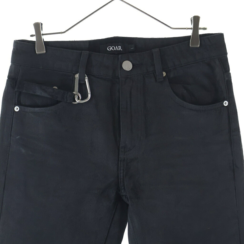 NO BRAND(ノーブランド) GOAR ARCHIVE ゴア アーカイブ Strapped Straight Oil Pants オイルコーティングスリムストレートデニムパンツ ブラック