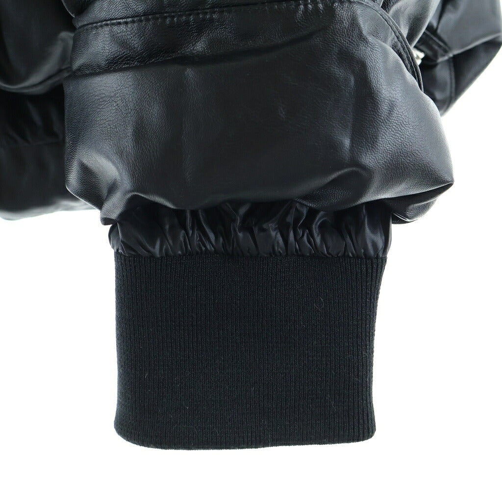 MM6 Maison Margiela(エムエムシックスメゾンマルジェラ) 24AW Eco Leather Short Puffer Down Jacket エコレザーショートパファーダウンジャケット フェイクレザークロップドダウンジャケット S52AM0304 S53057 ブラック