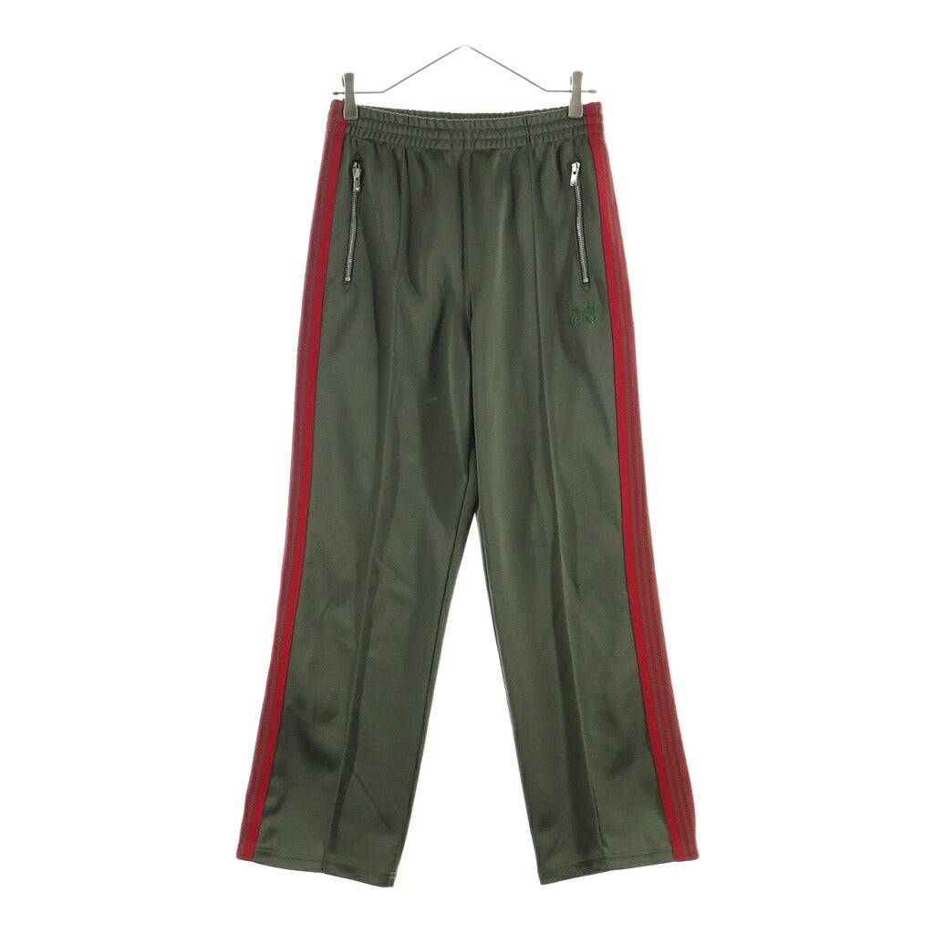 Needles(ニードルス) 24SS ×NUBIAN SIDE LINE CENTERPRESS TRACK PANTS POLY-SMOOTH ×ヌビアン サイドラインセンタープレストラックパンツ ロゴ刺繍ナイロントラックパンツ NS1591 カーキ