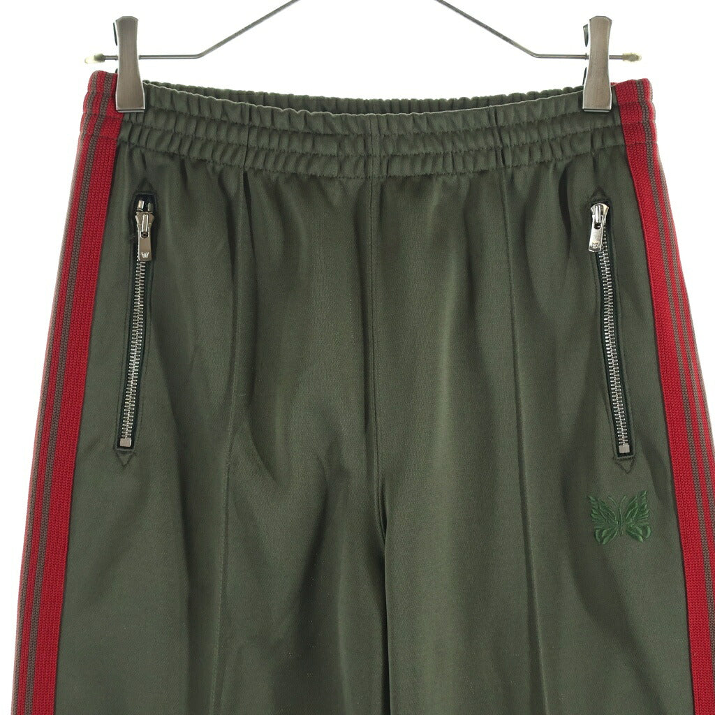Needles(ニードルス) 24SS ×NUBIAN SIDE LINE CENTERPRESS TRACK PANTS POLY-SMOOTH ×ヌビアン サイドラインセンタープレストラックパンツ ロゴ刺繍ナイロントラックパンツ NS1591 カーキ