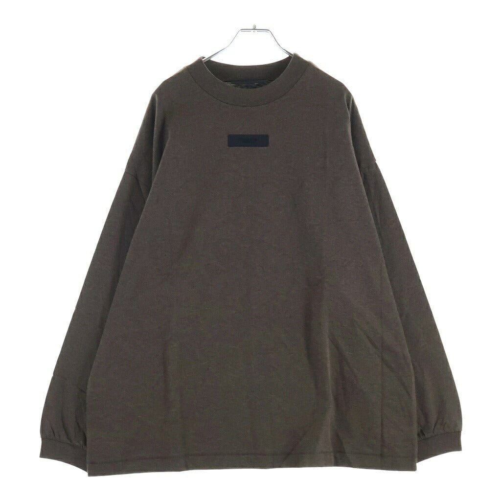 FEAR OF GOD ESSENTIALS(フィアオブゴッド エッセンシャルズ) Rubber Logo Oversized L/S Tee ラバーロゴオーバーサイズドロングスリーブTシャツ モックネック長袖Tシャツ ブラウン