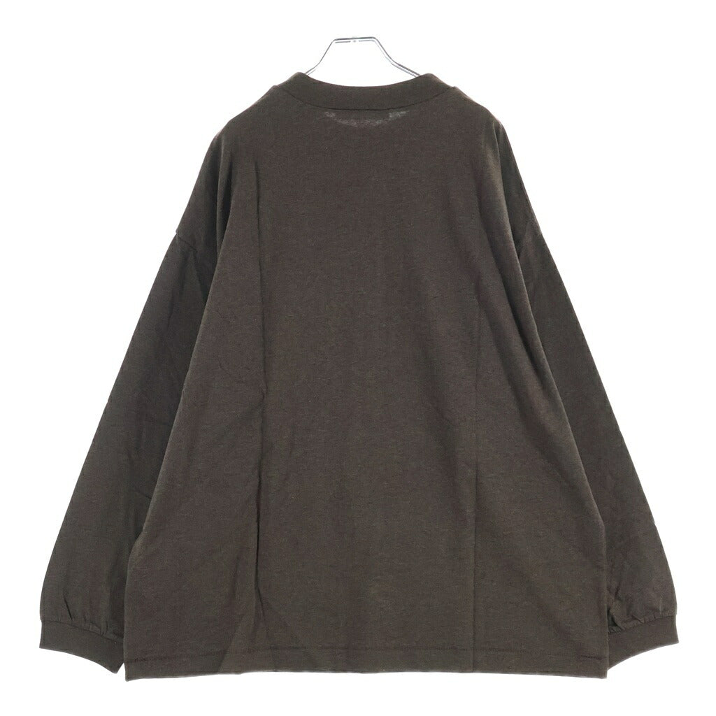 FEAR OF GOD ESSENTIALS(フィアオブゴッド エッセンシャルズ) Rubber Logo Oversized L/S Tee ラバーロゴオーバーサイズドロングスリーブTシャツ モックネック長袖Tシャツ ブラウン