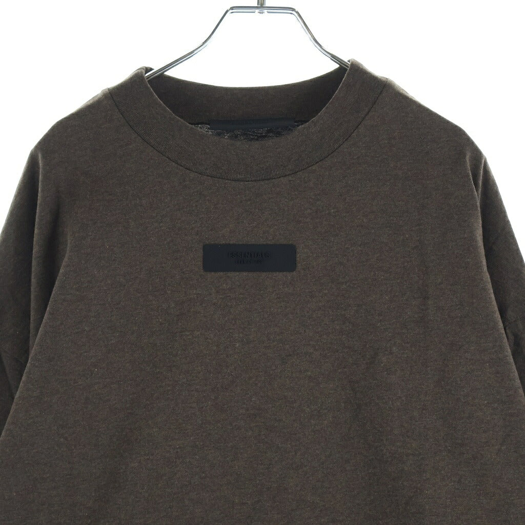 FEAR OF GOD ESSENTIALS(フィアオブゴッド エッセンシャルズ) Rubber Logo Oversized L/S Tee ラバーロゴオーバーサイズドロングスリーブTシャツ モックネック長袖Tシャツ ブラウン