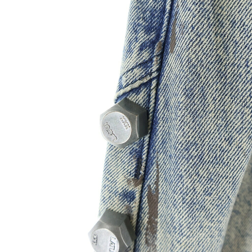NO BRAND(ノーブランド) LATUI ATELIER ラトゥイ アトリエ RAIN WALKER JEANS レインワーカージーンズ ユーズド加工インダストリアルスタッズバギーデニム インディゴ
