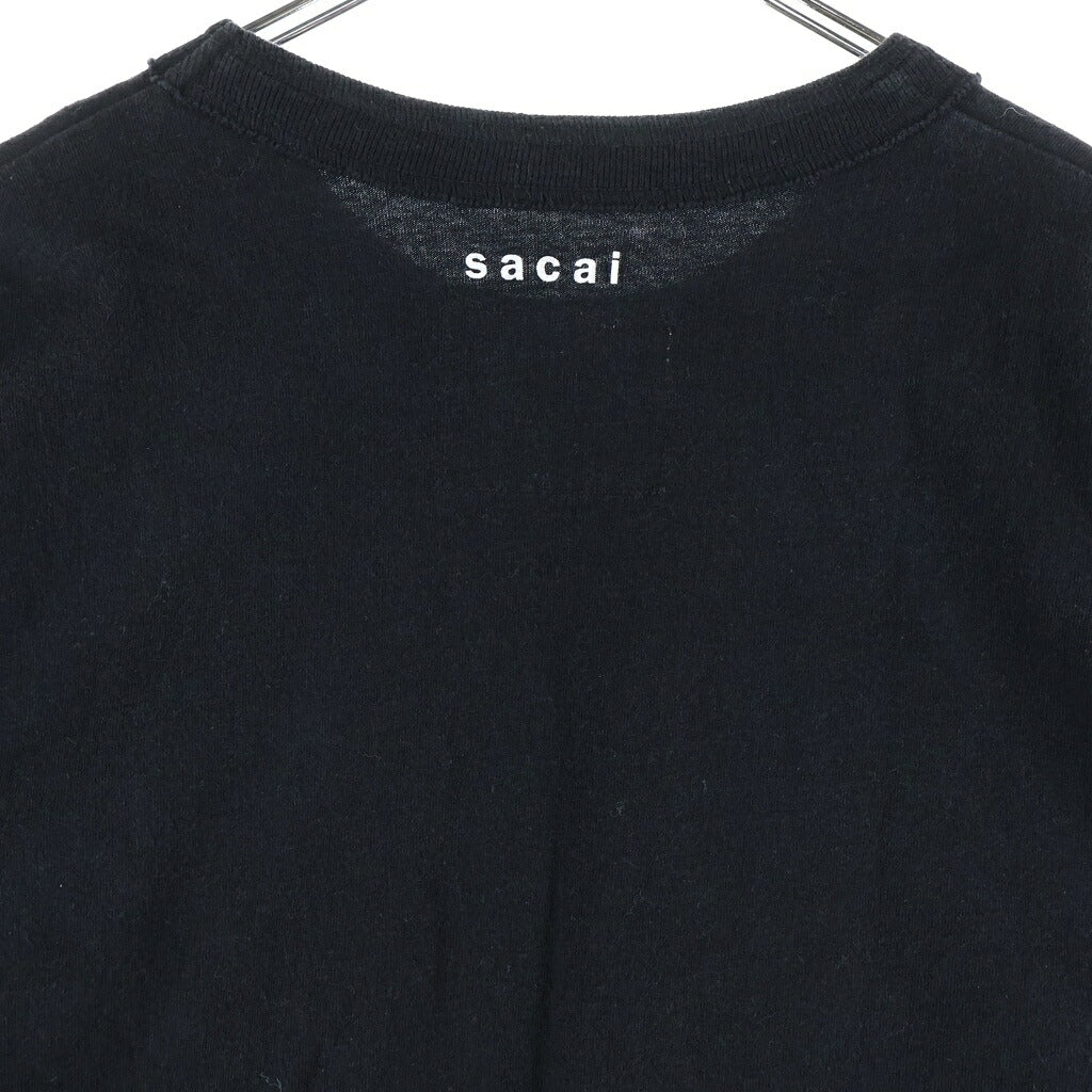 Sacai(サカイ) 21AW ×KAWS EMBROIDERY カウズ コットン ロゴエンブロイダリー クルーネックTシャツ カットソー ブラック 21-0285S