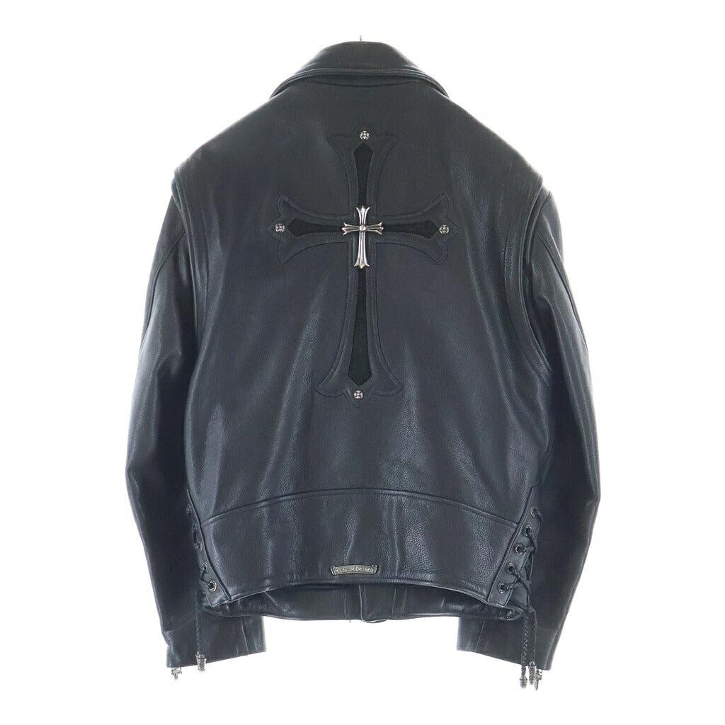 CHROME HEARTS(クロムハーツ) CH CRS LG JJ DEAN バックラージクロス付き JJディーン ダガージップライダースレザージャケット ブラック/シルバー
