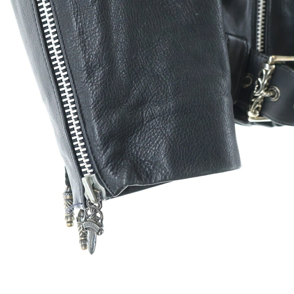 CHROME HEARTS(クロムハーツ) CH CRS LG JJ DEAN バックラージクロス付き JJディーン ダガージップライダースレザージャケット ブラック/シルバー