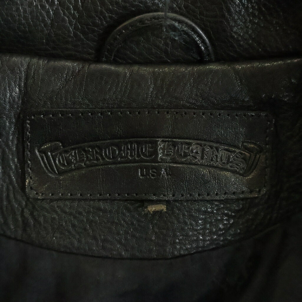 CHROME HEARTS(クロムハーツ) CH CRS LG JJ DEAN バックラージクロス付き JJディーン ダガージップライダースレザージャケット ブラック/シルバー