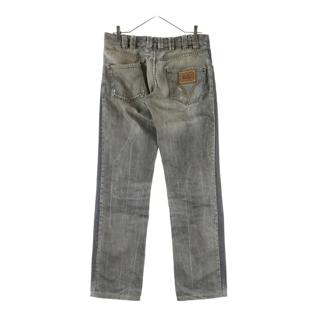D&G(ディーアンドジー) 00S Coated Switching Comfort Fit Denim コーティングスイッチングコンフォートフィットデニム ワックス加工ジップフライストレートデニムパンツ グレー