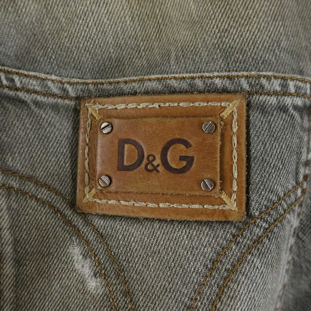 D&G(ディーアンドジー) 00S Coated Switching Comfort Fit Denim コーティングスイッチングコンフォートフィットデニム ワックス加工ジップフライストレートデニムパンツ グレー