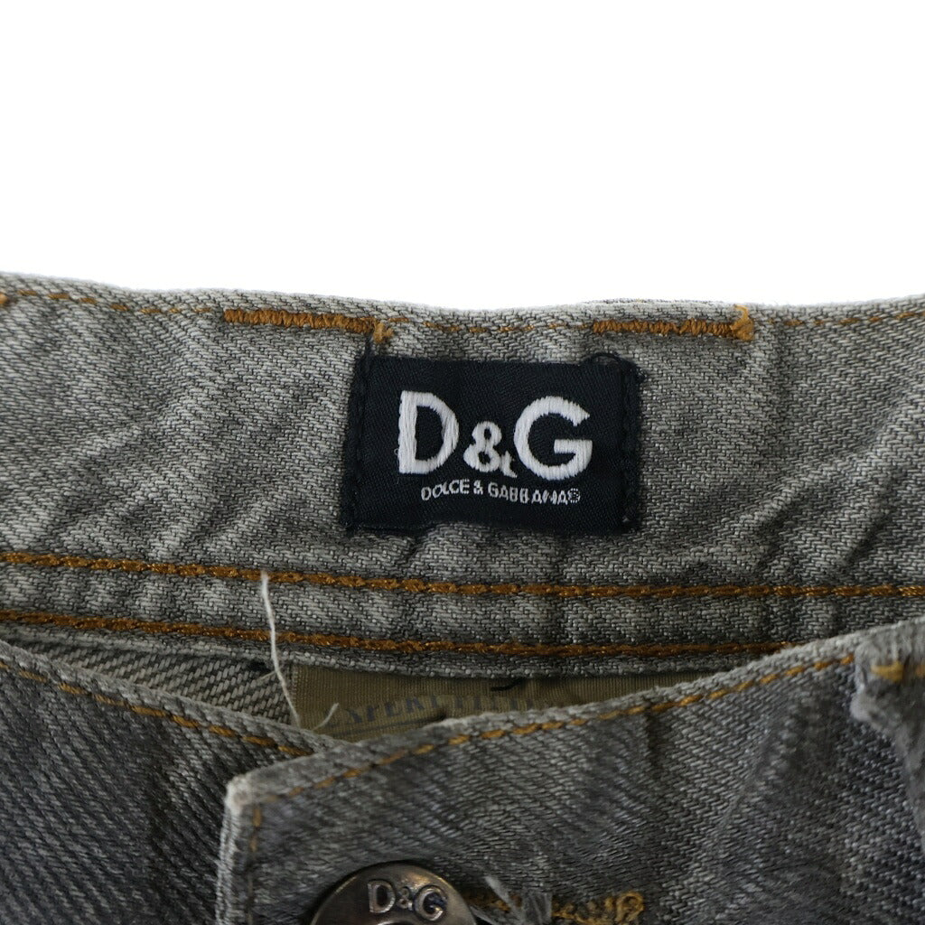 D&G(ディーアンドジー) 00S Coated Switching Comfort Fit Denim コーティングスイッチングコンフォートフィットデニム ワックス加工ジップフライストレートデニムパンツ グレー