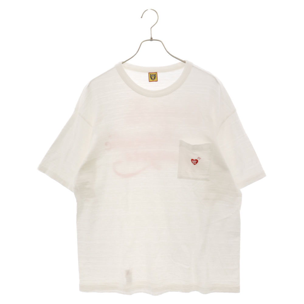 HUMAN MADE(ヒューマンメイド) バックプリント胸ポケットクルーネック半袖Tシャツ ホワイト