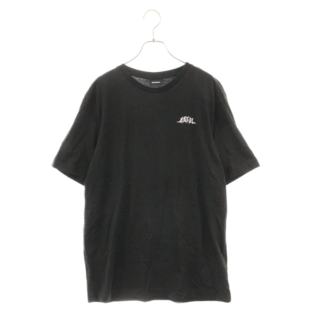 DIESEL(ディーゼル) ロゴ刺繍 バックプリント 半袖 Tシャツ ブラック