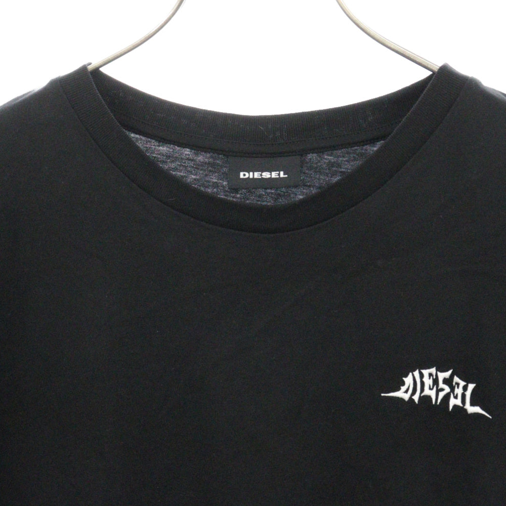 DIESEL(ディーゼル) ロゴ刺繍 バックプリント 半袖 Tシャツ ブラック