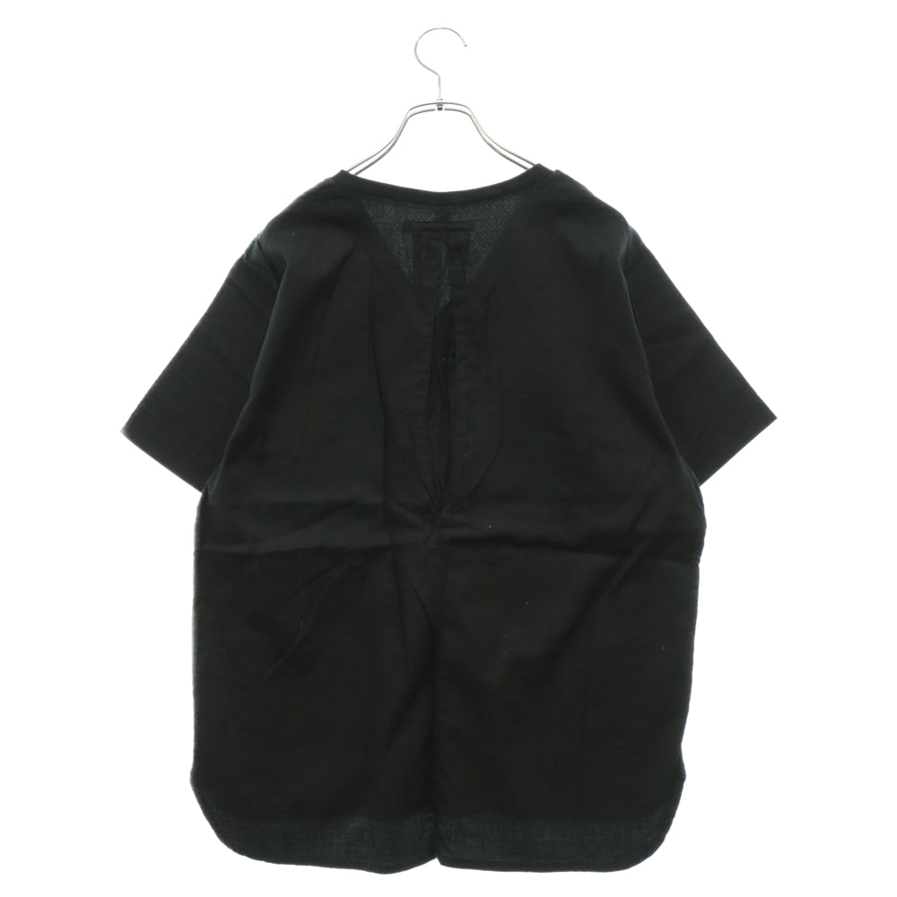 NEXUS7(ネクサスセブン) Vネック 千鳥格子 半袖 コットン Tシャツ ブラック
