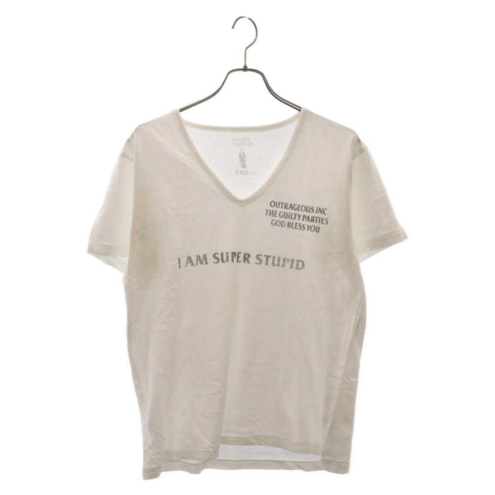 WACKO MARIA(ワコマリア) 00s 初期 Vネック コットン プリント 半袖 Tシャツ ホワイト