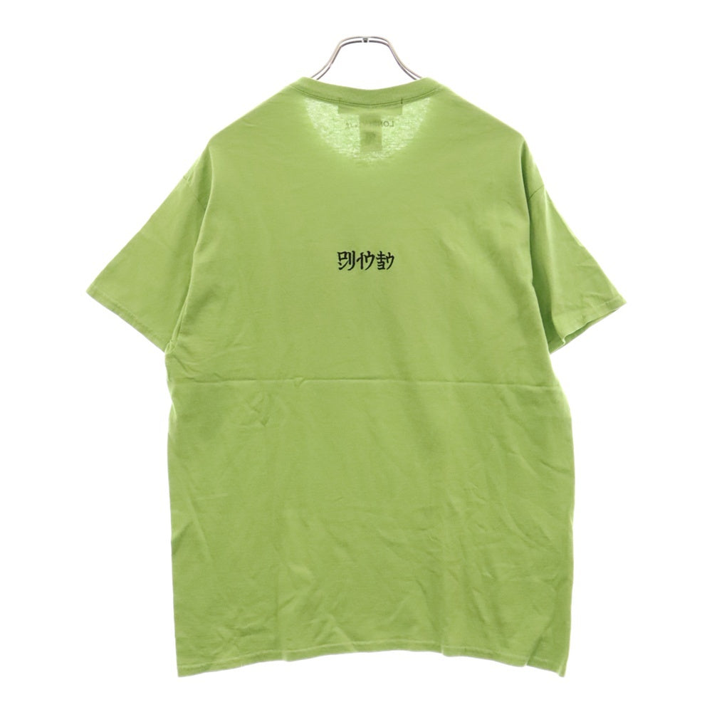 LONELY論理(ロンリー) 不純フロントプリントクルーネック半袖Tシャツ グリーン