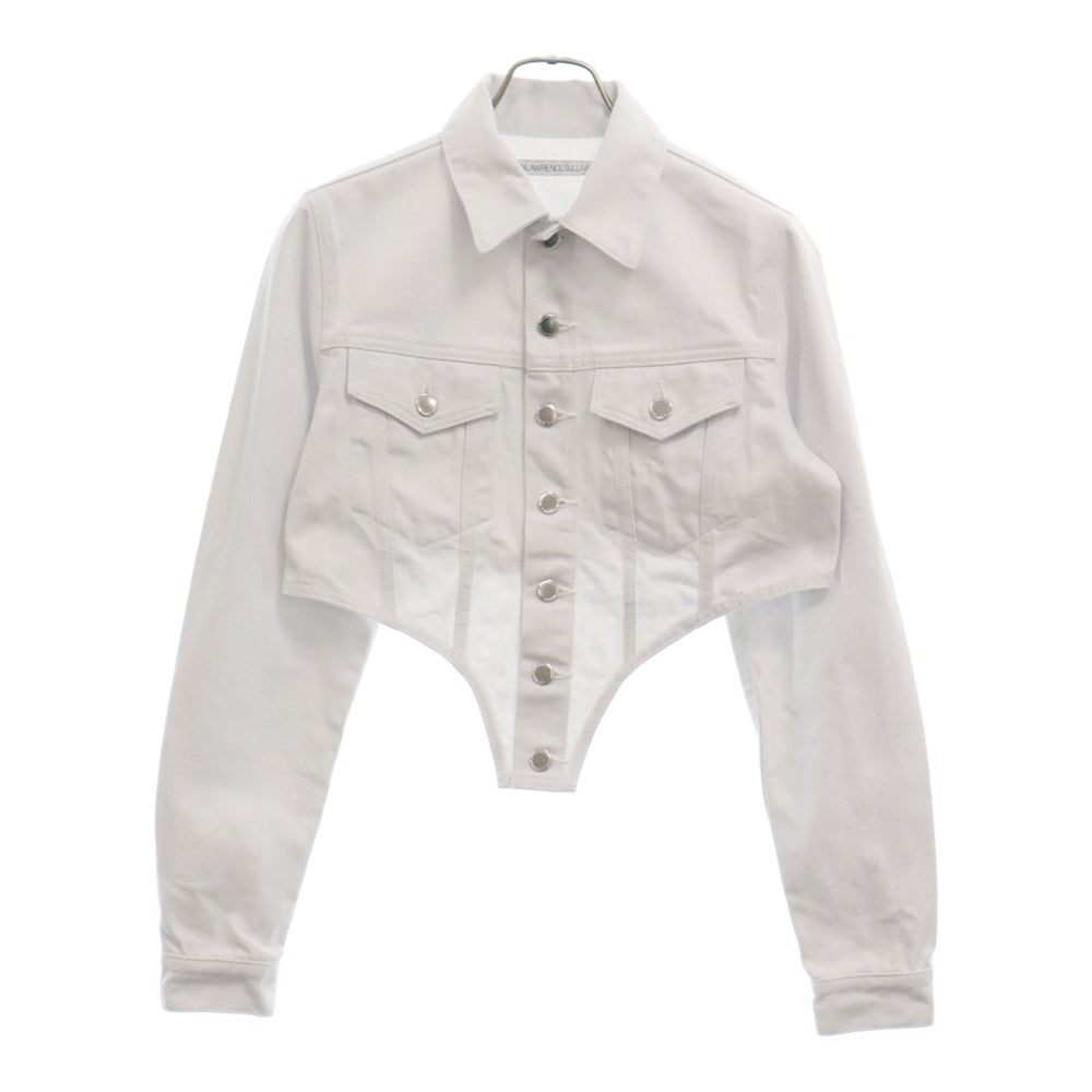 JOHN LAWRENCE SULLIVAN(ジョンローレンスサリバン) WASHED DENIM CUTTING JACKET ウォッシュド デニム コーティング ジャケット レディース ホワイト IC022-0322-35