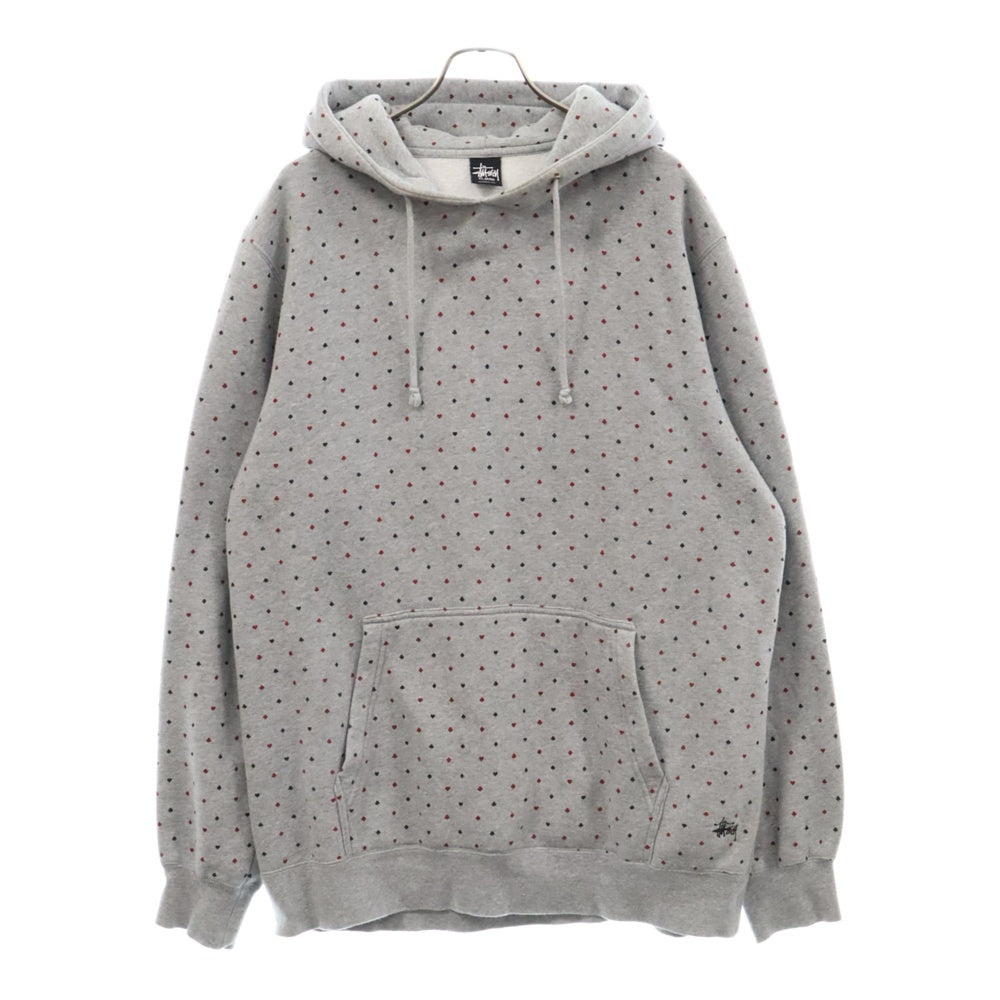 STUSSY(ステューシー) トランプ総柄 スウェットパーカー グレー